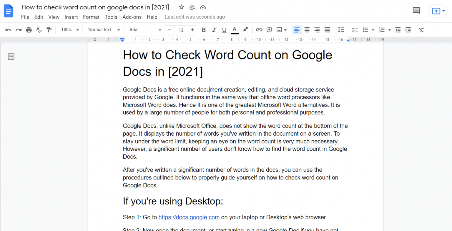 word counter in google docs